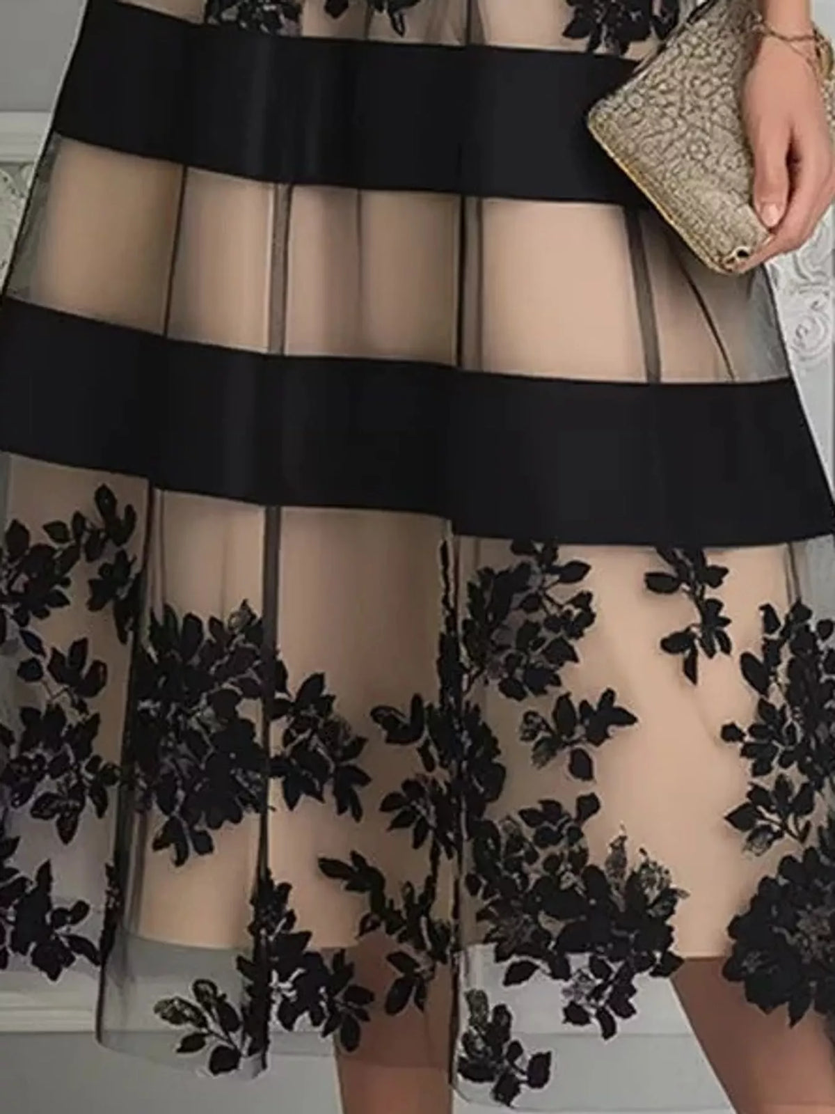 Floral Tulle A-Line Midi Dress