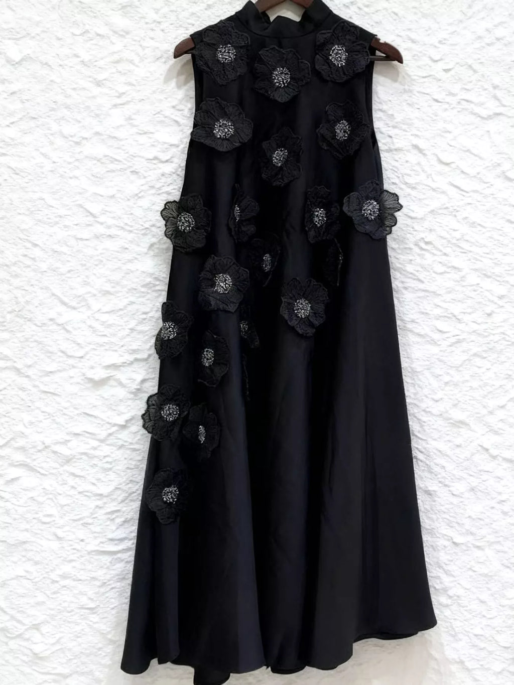 Floral-Embellished Sleeveless Maxi Dress