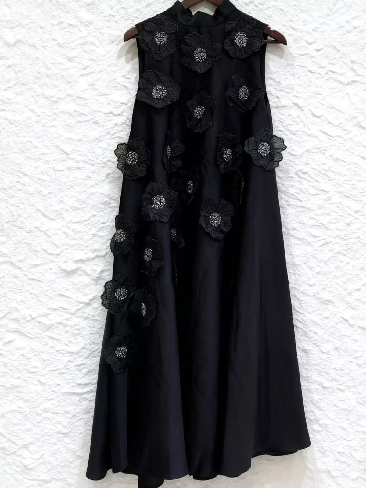 Floral-Embellished Sleeveless Maxi Dress