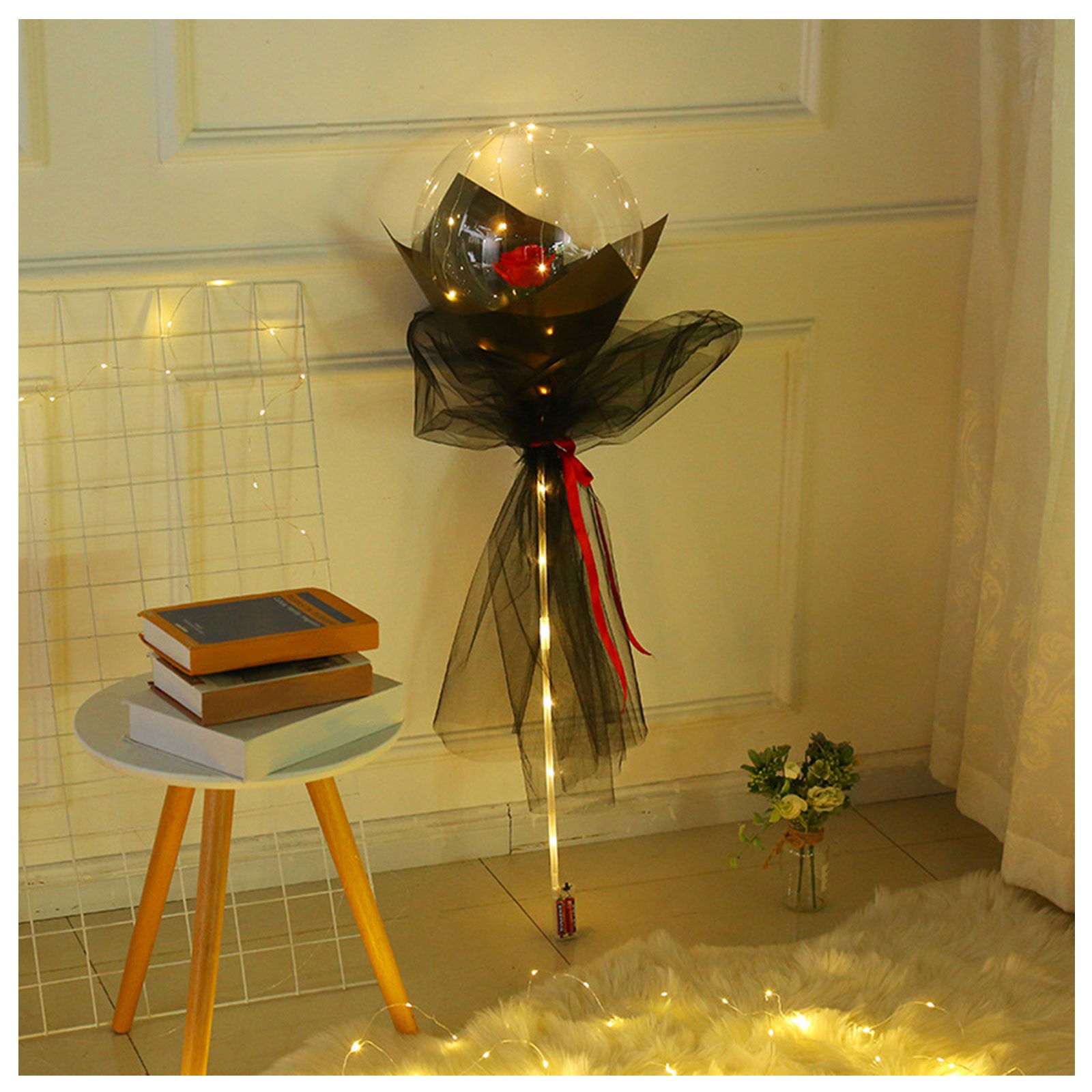 LED Luminous Balloon Rose Bouquet | Transparent Bobo Ball | Light-Up Flower Gift — Prime Trend Market