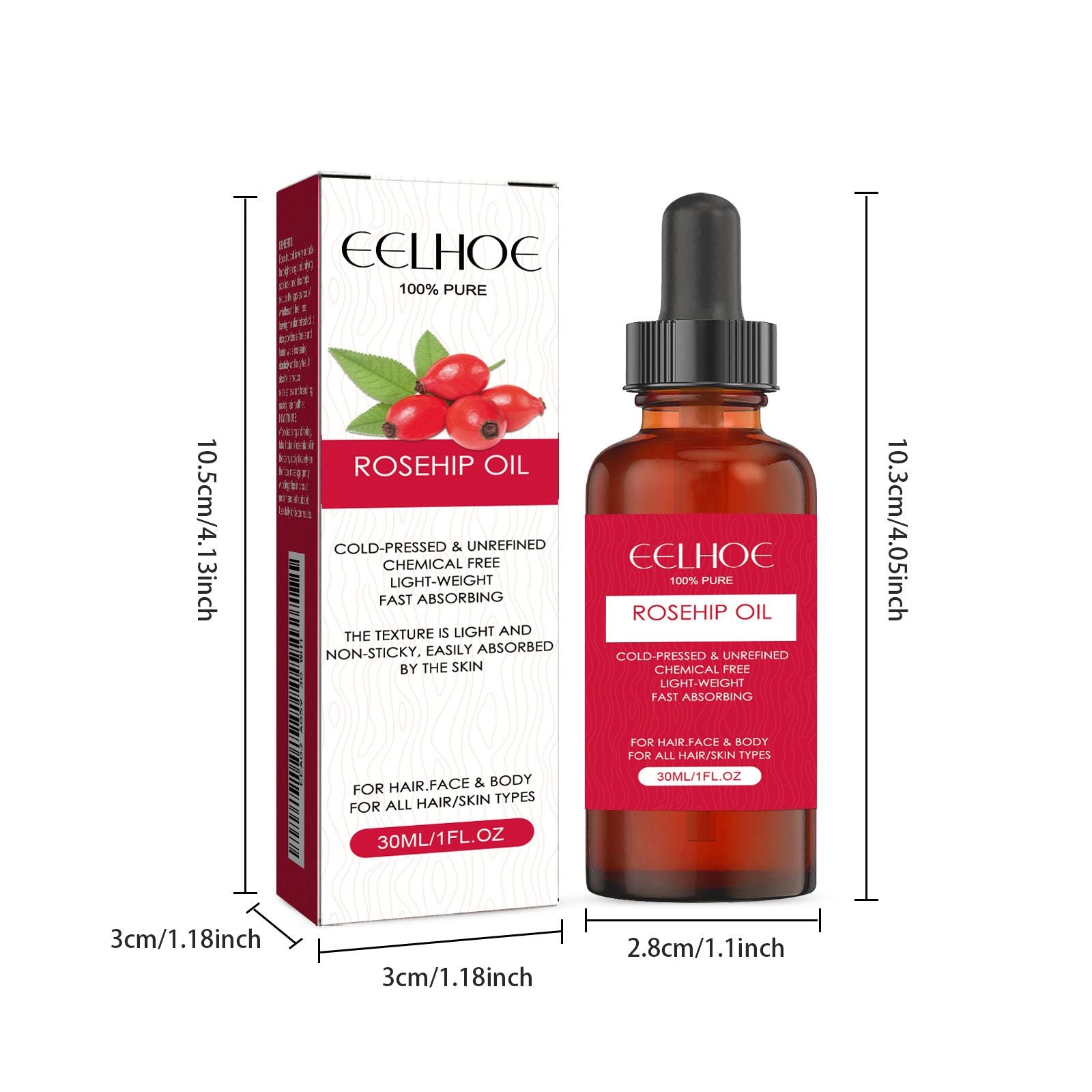 EELHOE Rosehip Facial Oil — Multi-Use Face, Body, Hair & Massage Oil | Hydrating, Nourishing & Brightening Skin Care (1pc) — Prime Trend Market