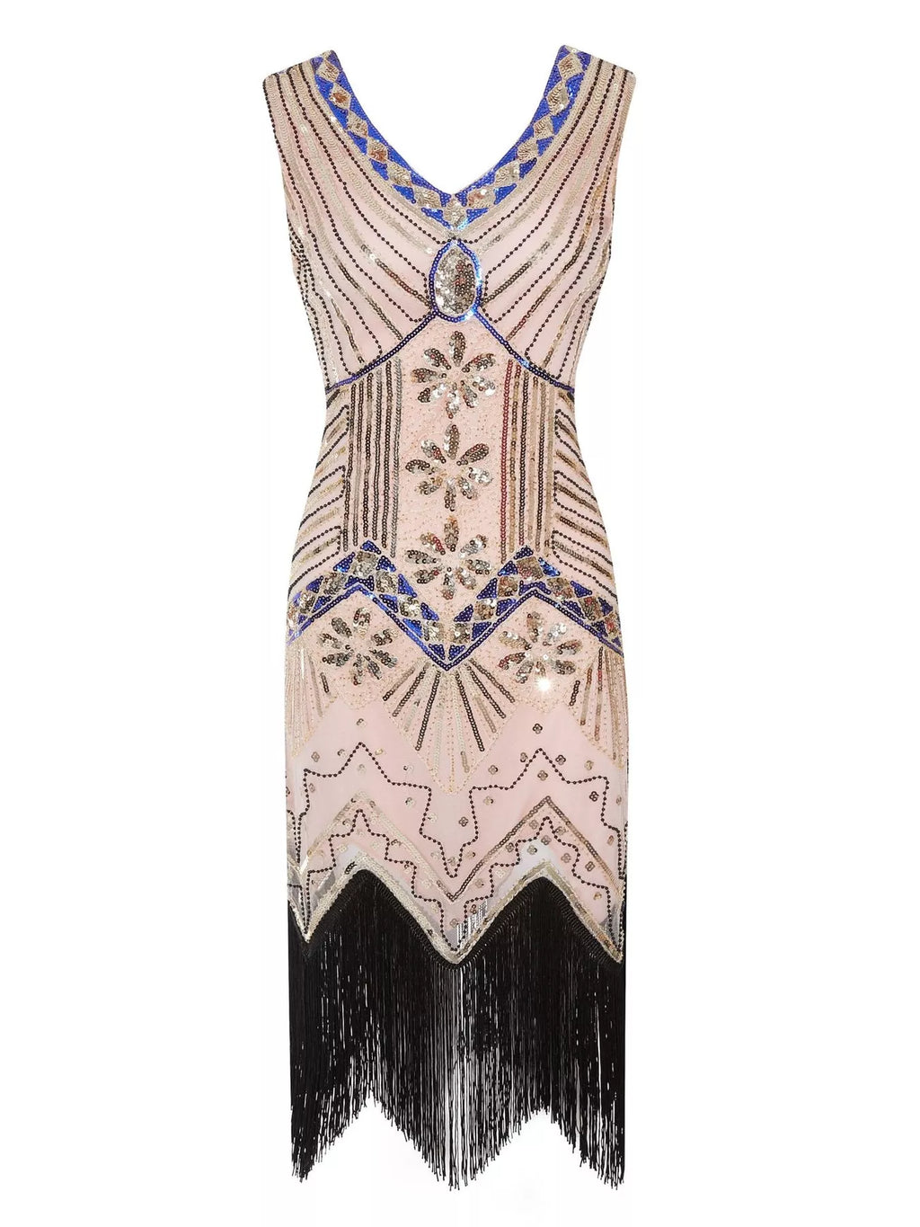 Sequin Fringe-Hem Sleeveless Dress | S–4XL