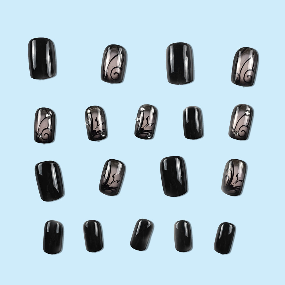 Dark Vine Black Press-On Nails — Gothic Wearable Fake Nails | Jelly Glue Included — Prime Trend Market