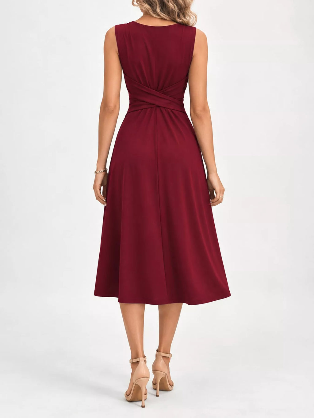 V-Neck Crisscross Ruched Dress, Long-Sleeve & Sleeveless, S–3XL