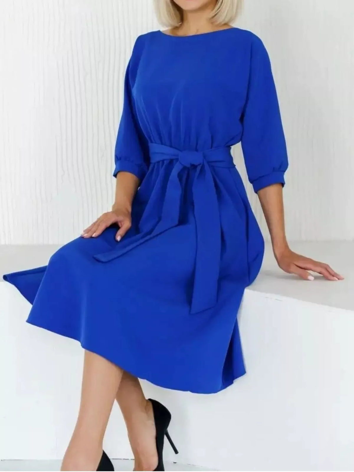 Belted Midi Dress with Pockets | S–XXL