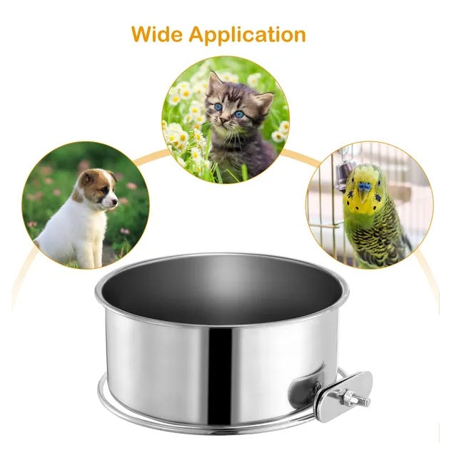 Stainless Steel Hanging Pet Bowl — Detachable Crate Food & Water Bowl for Dogs, Cats & Small Pets — Prime Trend Market