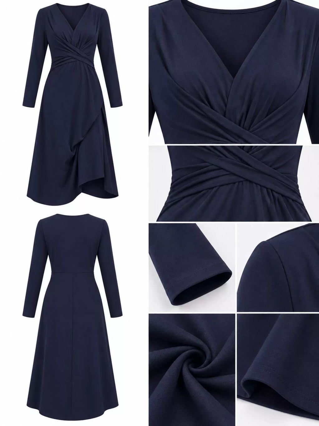 V-Neck Crisscross Ruched Dress, Long-Sleeve & Sleeveless, S–3XL