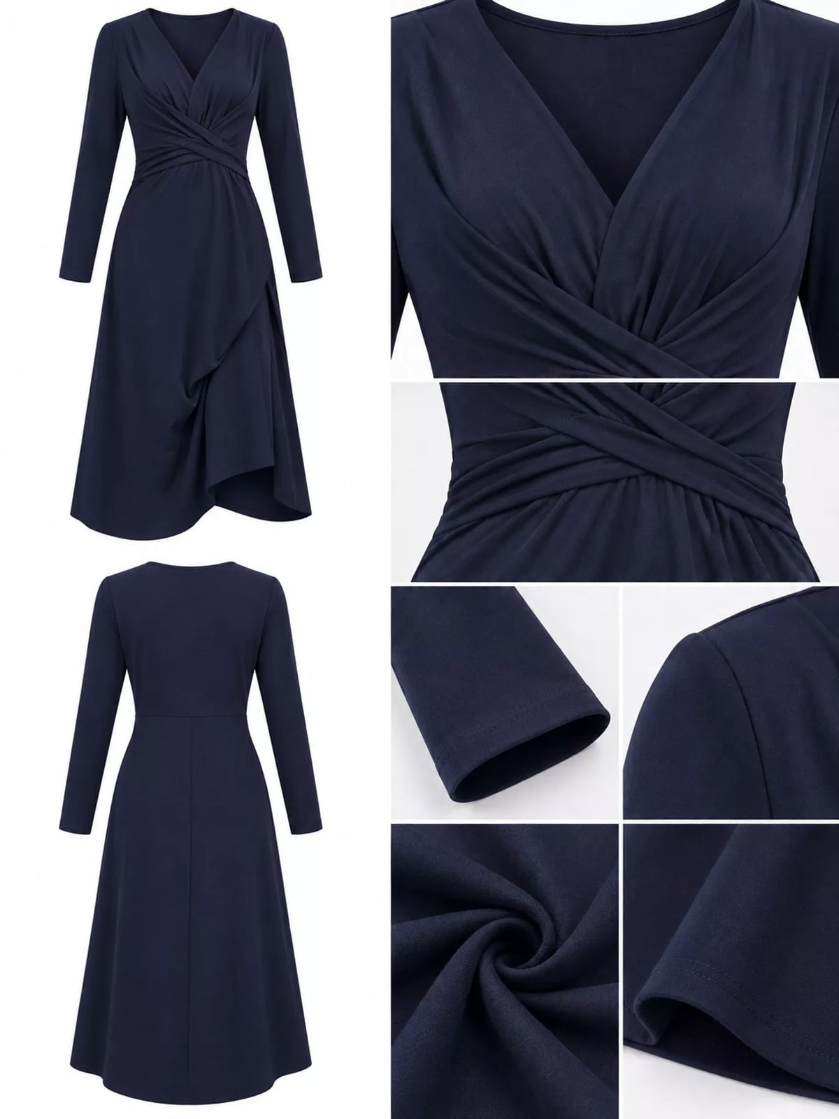 V-Neck Crisscross Ruched Dress, Long-Sleeve & Sleeveless, S–3XL