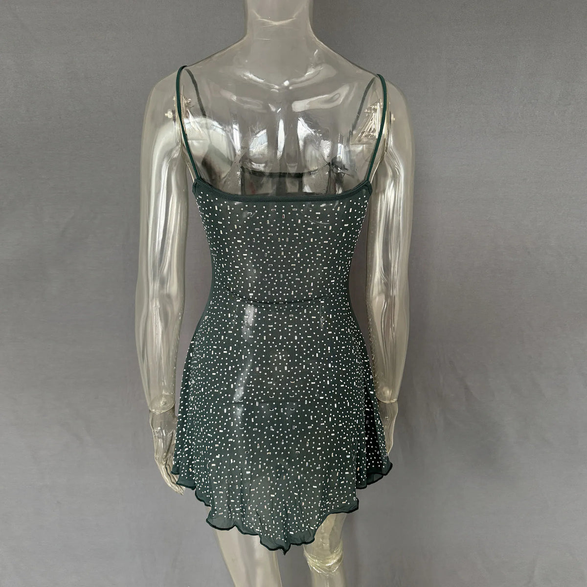Rhinestone-Detail Mini Cami Dress