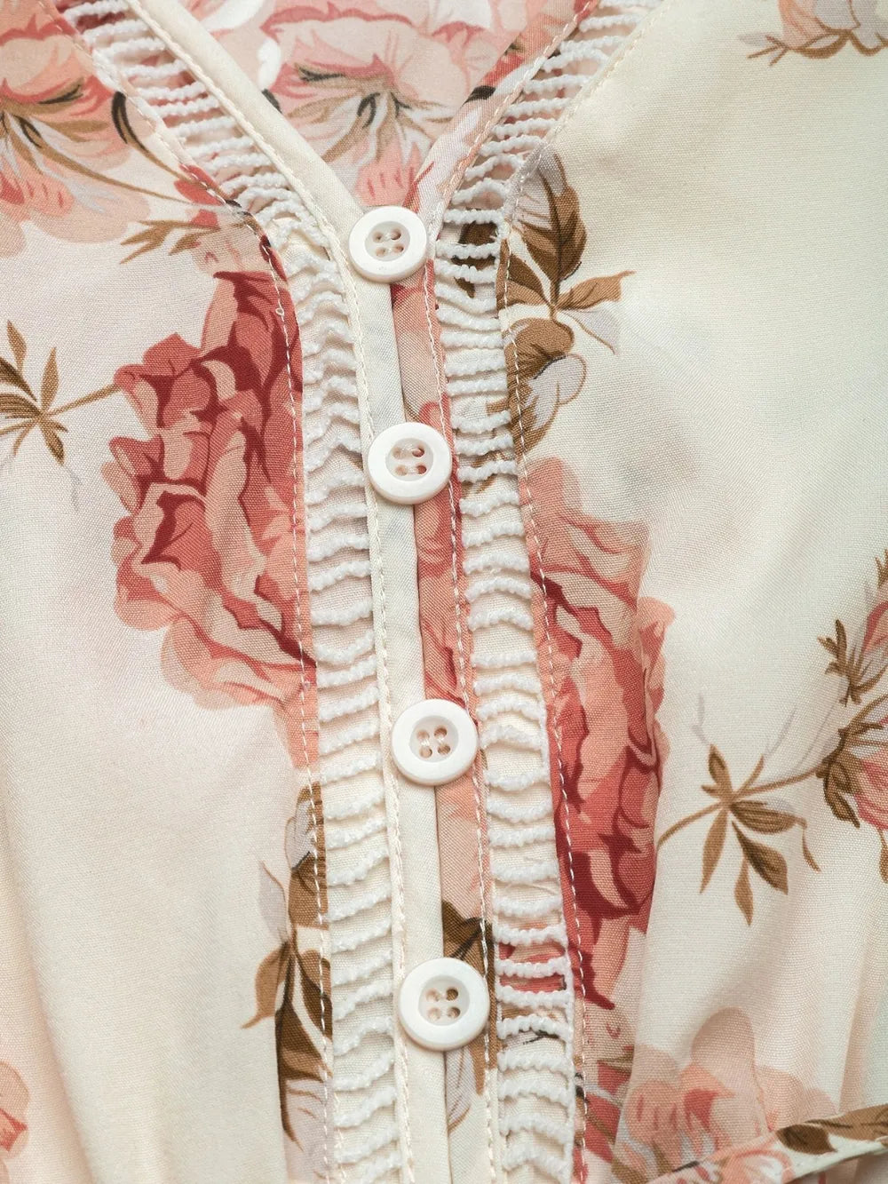 Floral V-Neck Ruffle-Hem Dress