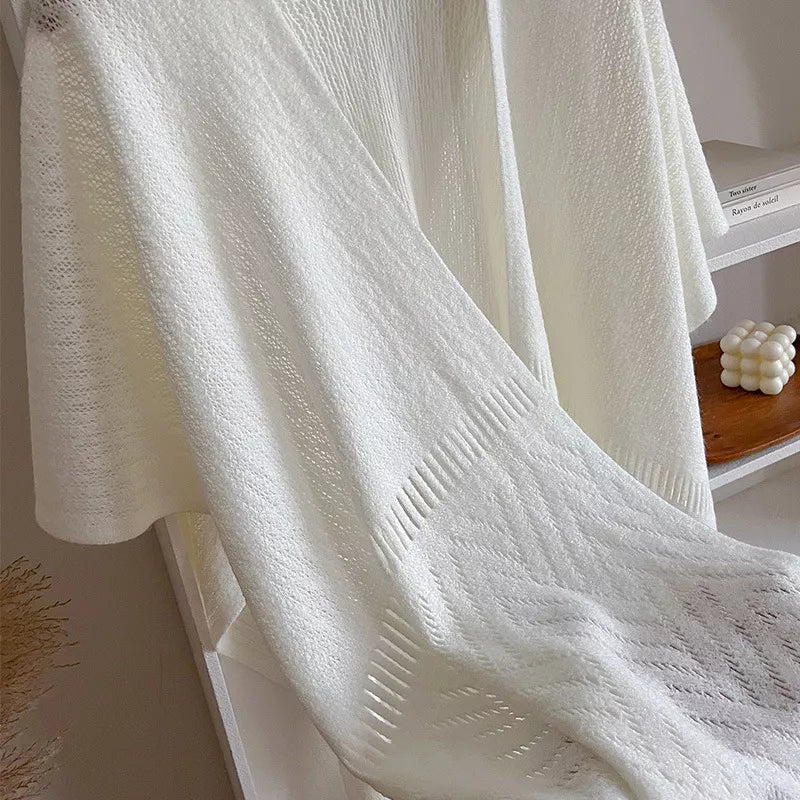 Cotton Openwork Fringe Scarf Shawl