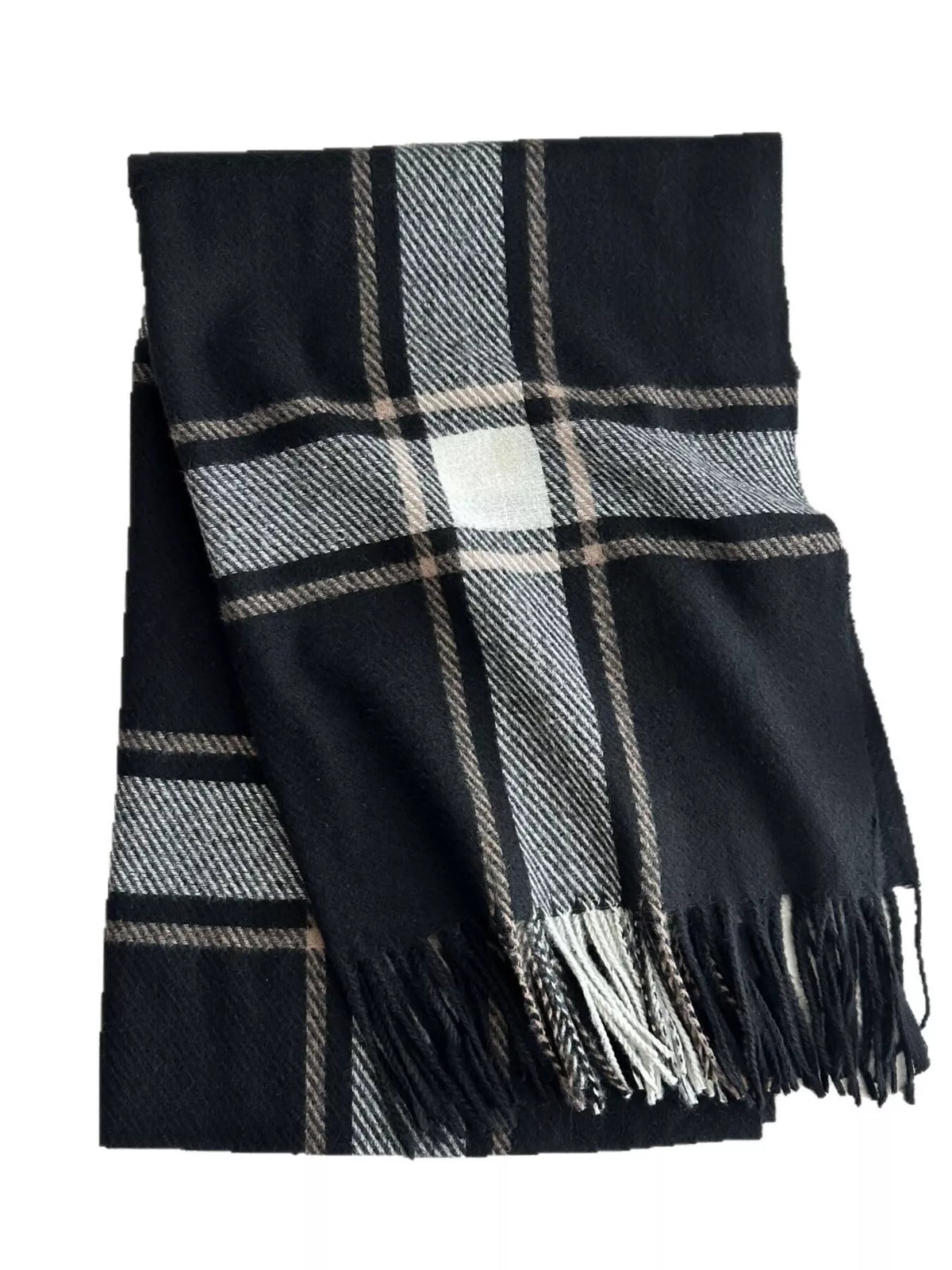 Classic Plaid Tassel Polyester Scarf