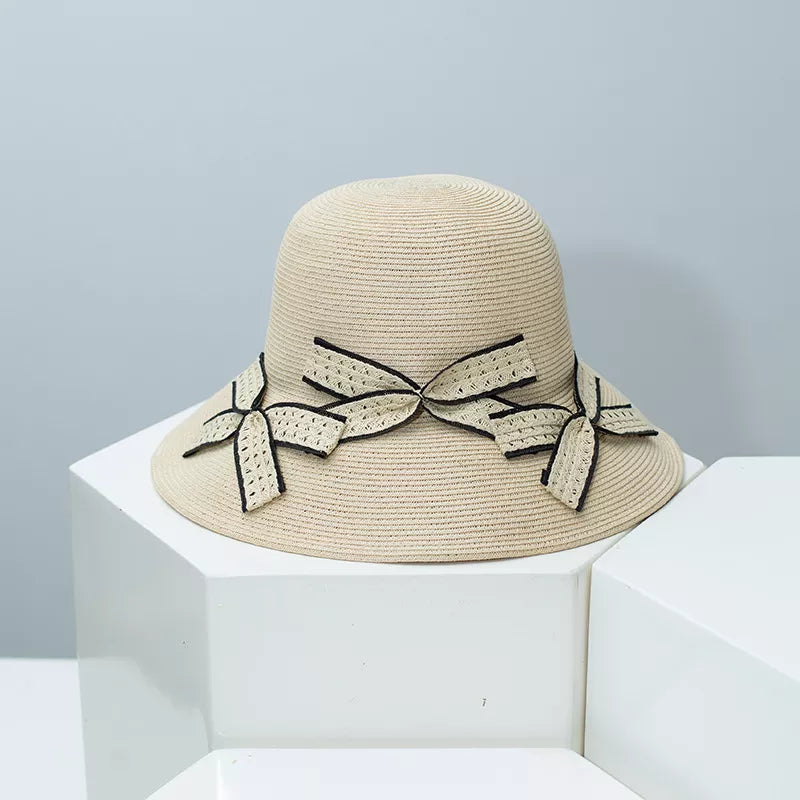 Bowknot Wheat Straw Sun Hat