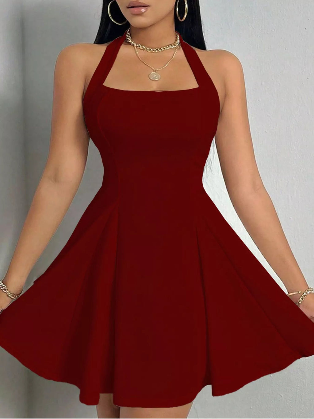 Halter Neck A-Line Mini Dress | XS–XL