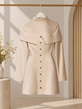 Mock-Neck Button-Detail Mini Dress