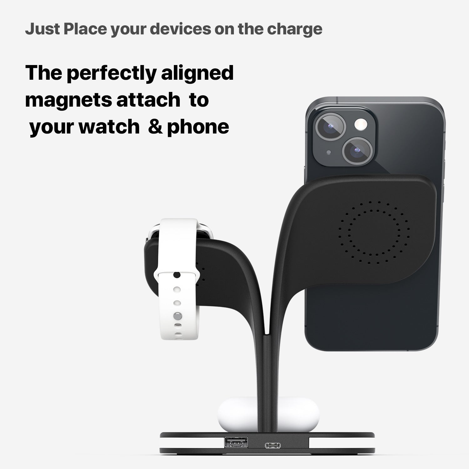 Magnetic 3-in-1 Wireless Charging Station — Phone, Earphones & Watch — Prime Trend Market