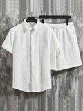 Men’s Textured-Knit Polo & Shorts Set