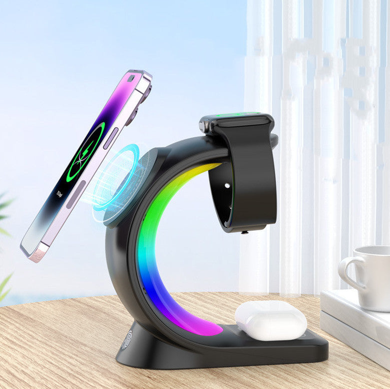 4-in-1 RGB Magnetic Wireless Charging Station | Fast Charge Phone, Watch & Earbuds with Atmosphere Light — Prime Trend Market
