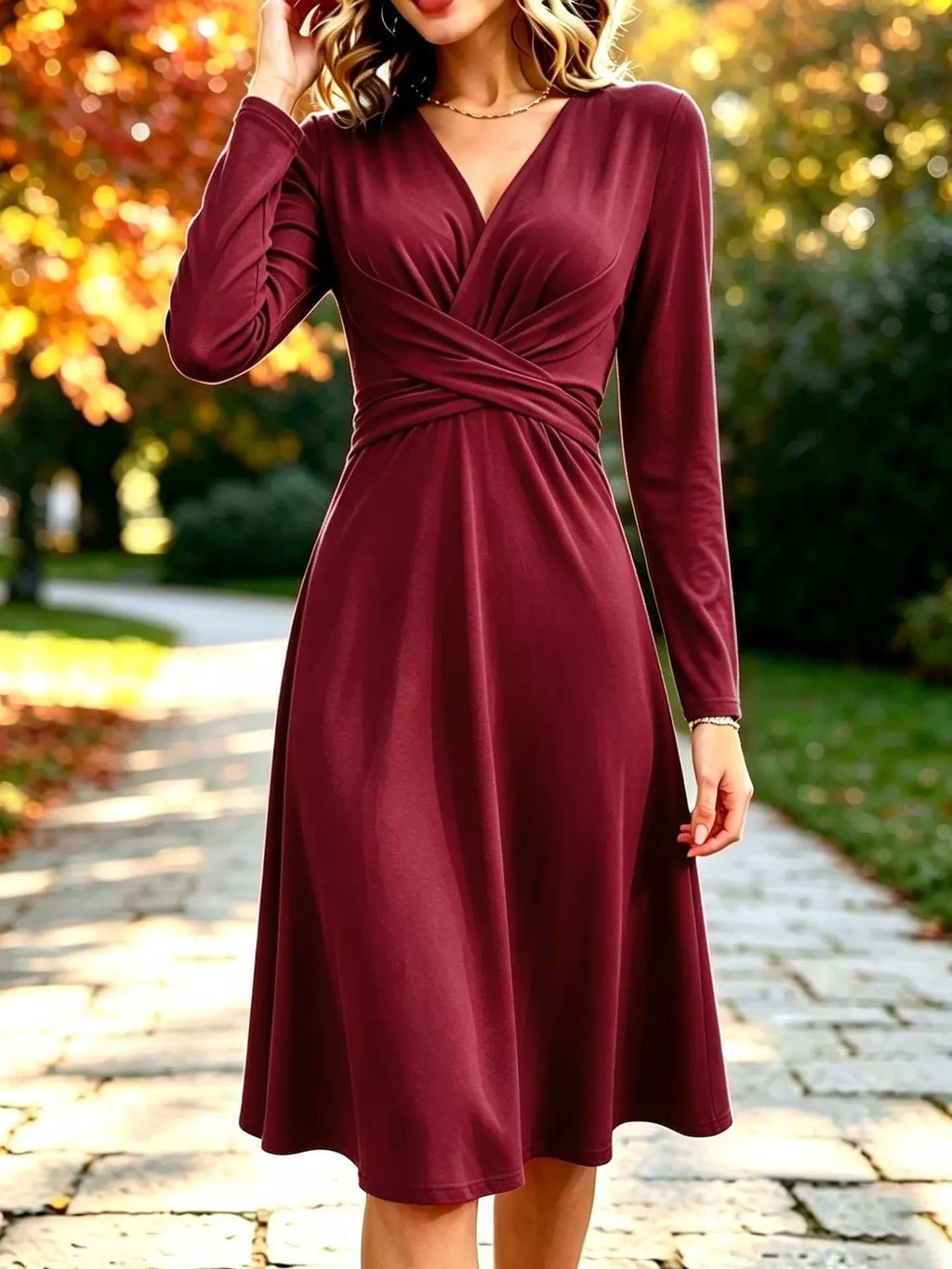 Ruched Long-Sleeve Dress | S–XXXL