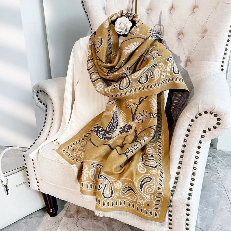 Printed Raw-Hem Polyester Scarf