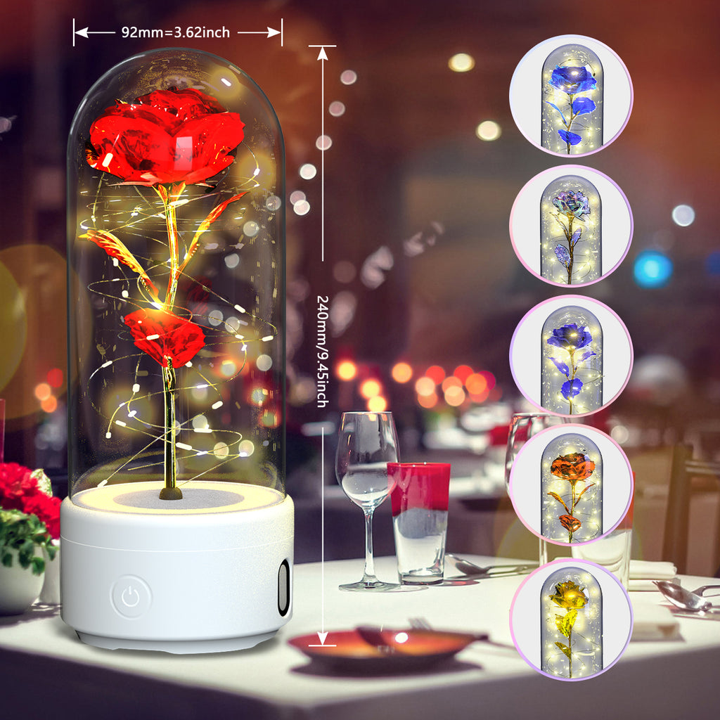 Rose LED Night Light in Glass Dome | Bluetooth Speaker | 10 Colors | Perfect Gift for Her — Prime Trend Market