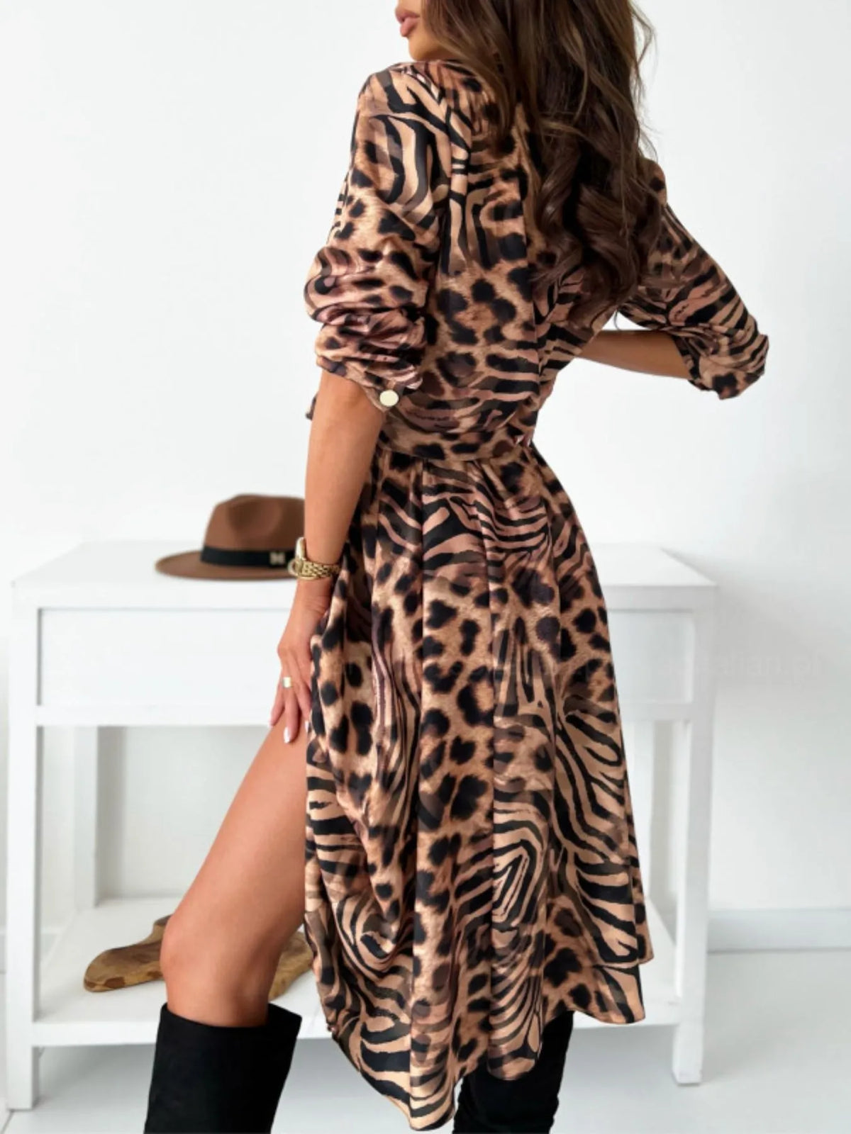 Printed Tie-Waist Midi Dress | S–2XL