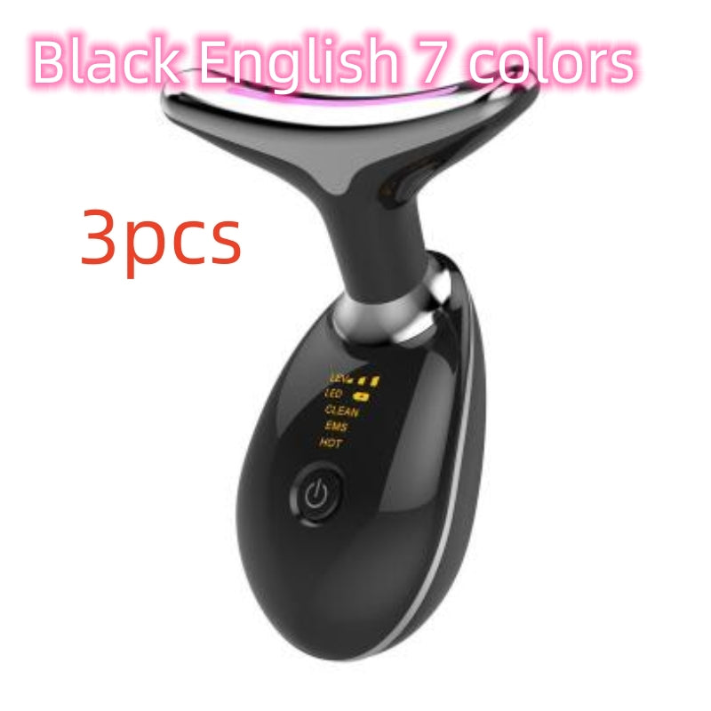 Luxury 7-Color LED EMS Face & Neck Beauty Massager — Negative Ion, Infrared, Ultrasonic Skin Rejuvenation — Eliza & Tuan