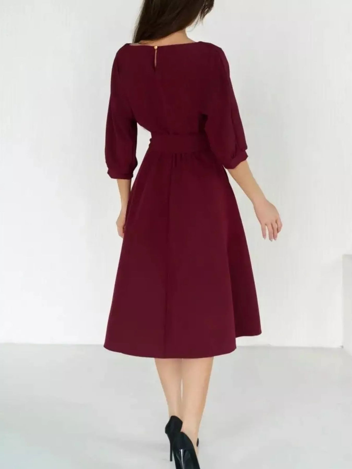 Belted Midi Dress with Pockets | S–XXL