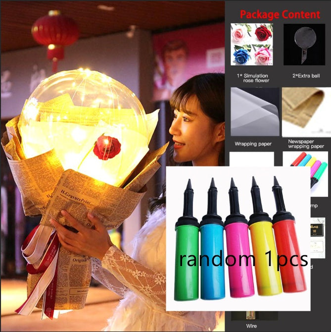 LED Luminous Balloon Rose Bouquet | Transparent Bobo Ball | Light-Up Flower Gift — Prime Trend Market