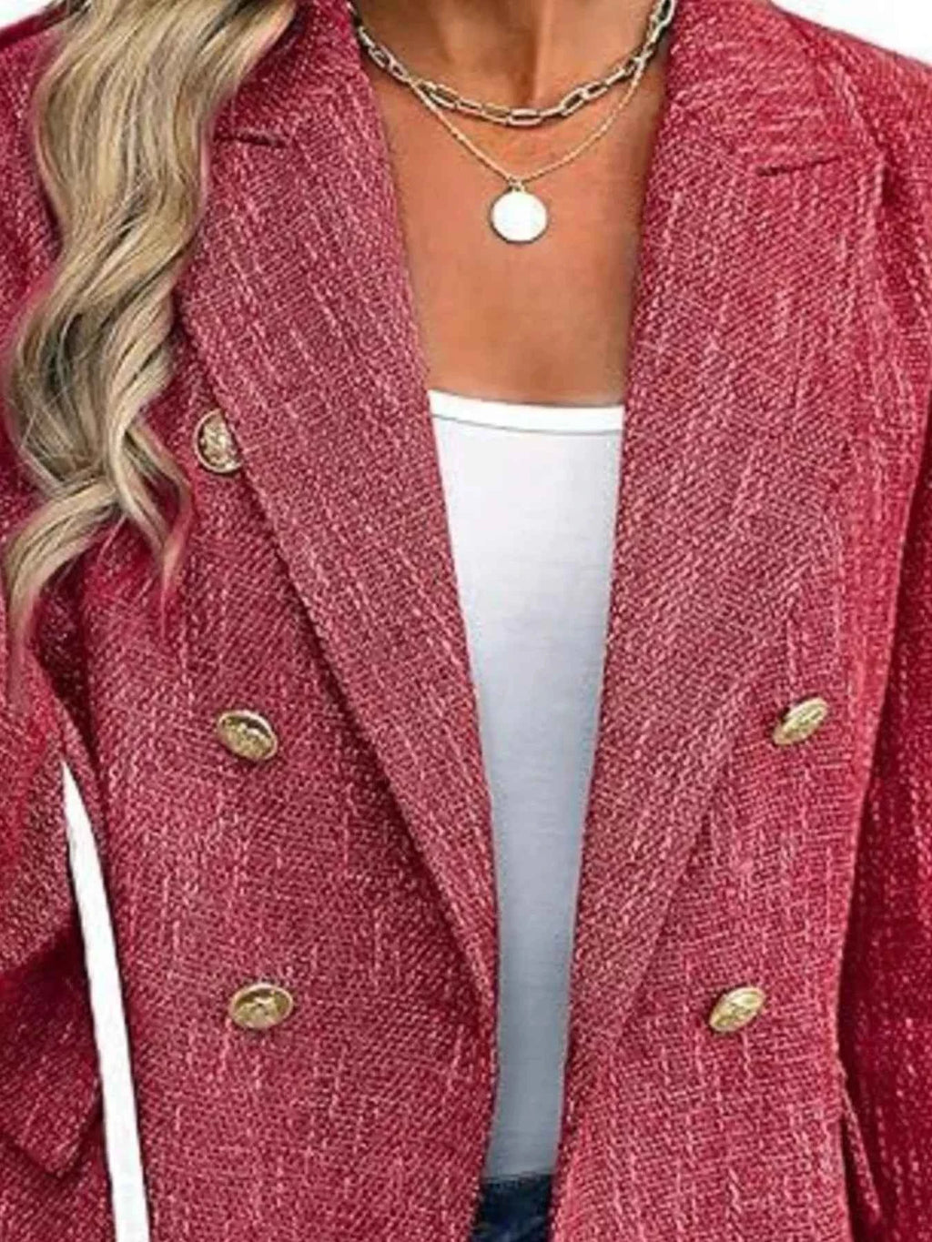Double-Breasted Lapel-Collar Blazer