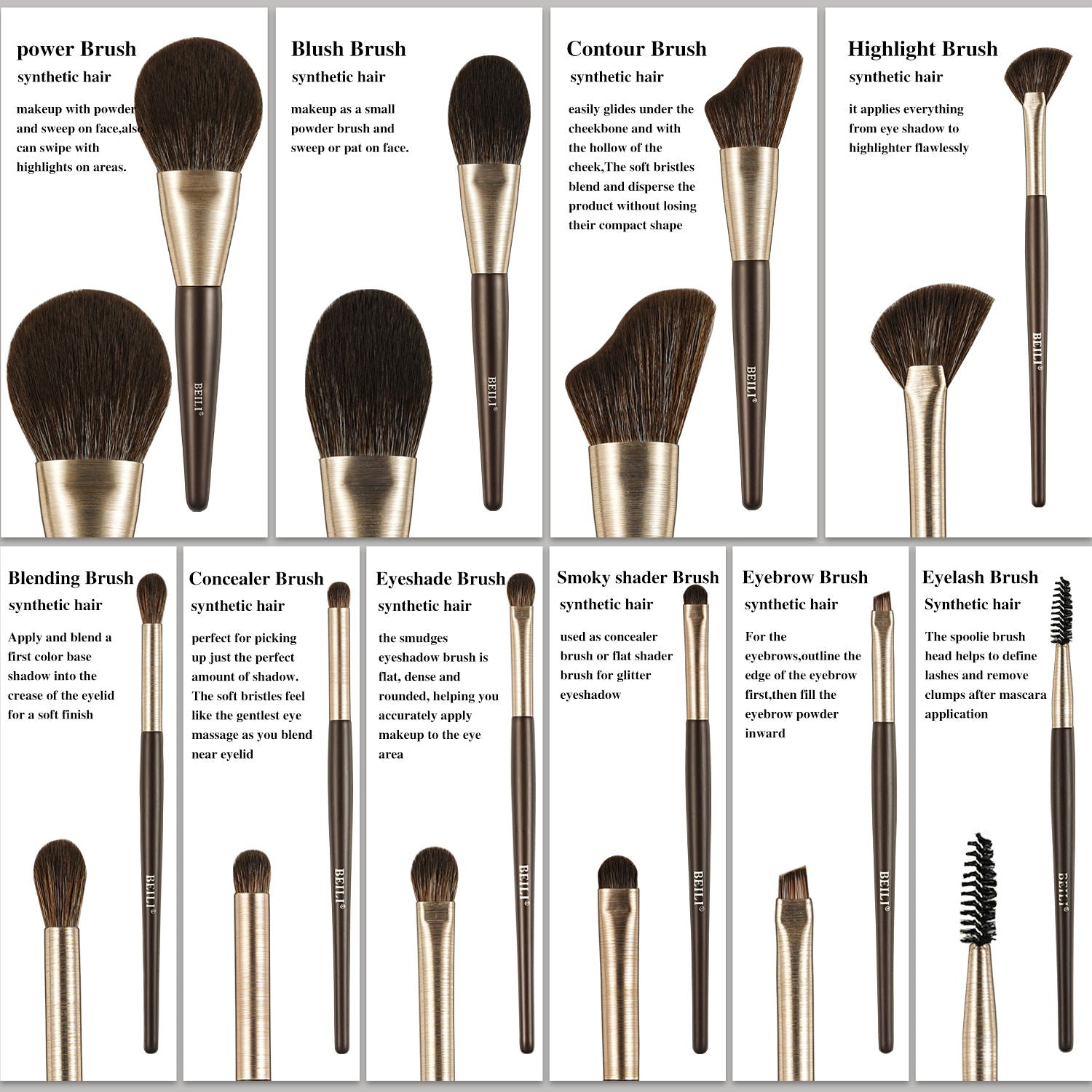 10-Piece Rose Gold Luxury Vegan Makeup Brush Set — Contour & Blush Brushes — Prime Trend Market