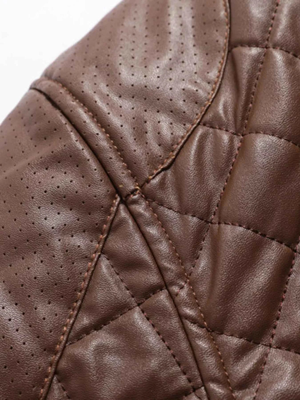 Men’s Quilted Faux-Leather Bomber Jacket