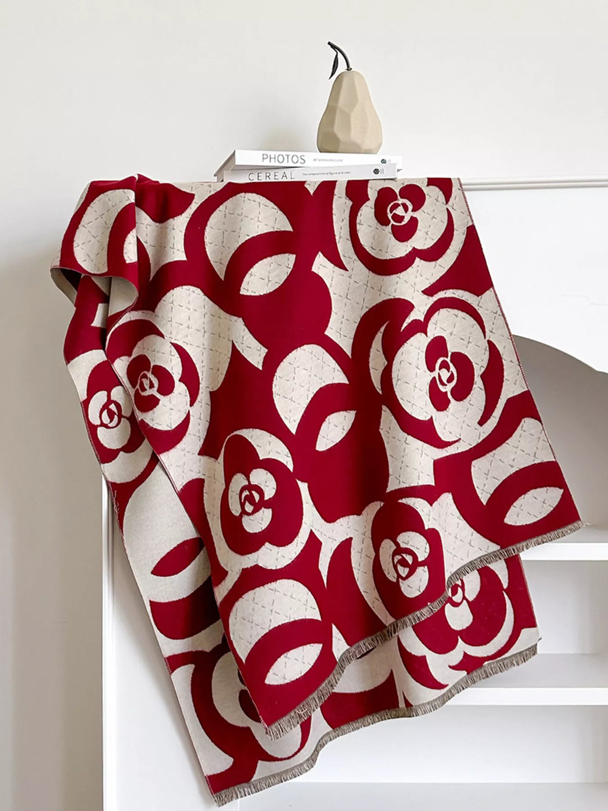 Floral-Pattern Polyester Scarf