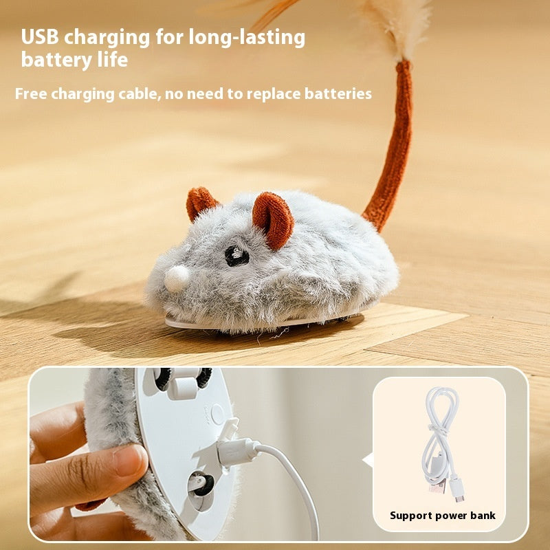 PawHunt Electric Mouse Cat Toy – Auto-Moving Plush Interactive Pole Toy for Cats | 3 Colors — Prime Trend Market