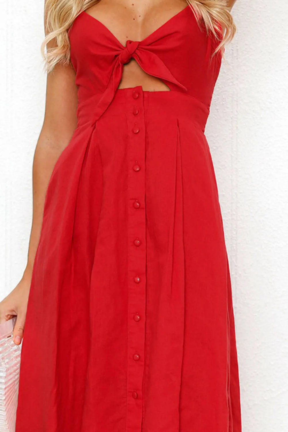 Sweetheart Tie-Front Cutout Cami Dress