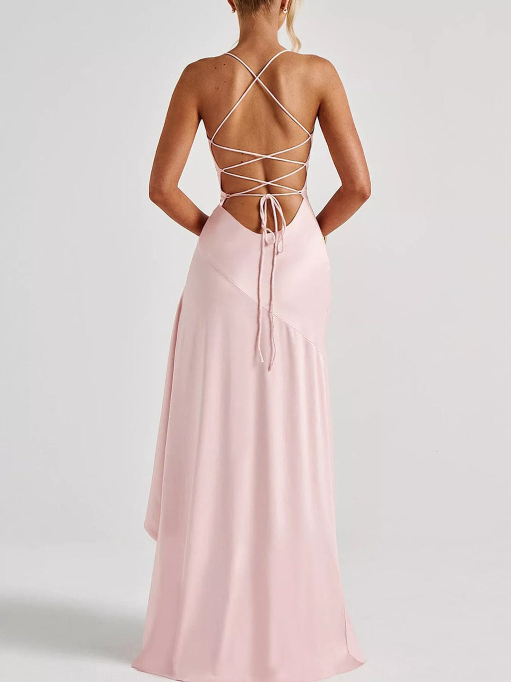 High-Low Ruffle-Hem Evening Dress