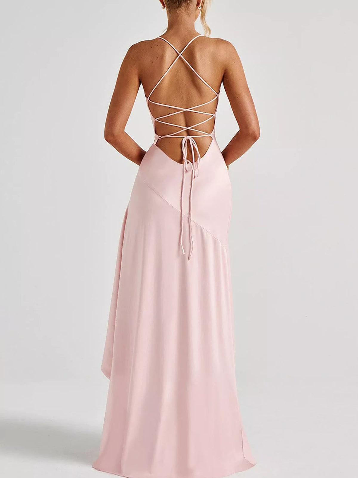 High-Low Ruffle-Hem Evening Dress