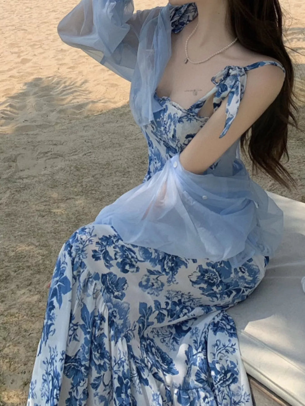 Floral Print Tie-Strap Midi Dress