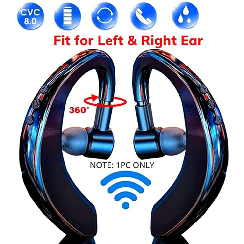 Wireless Bluetooth 5.0 Earpiece | Hook Headset | Noise Cancelling | Fits Left & Right Ear — Prime Trend Market