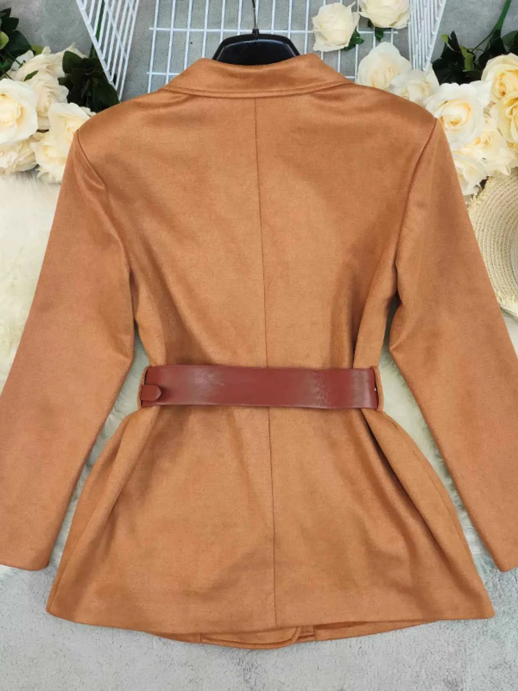 Khaki Double-Breasted Lapel Blazer