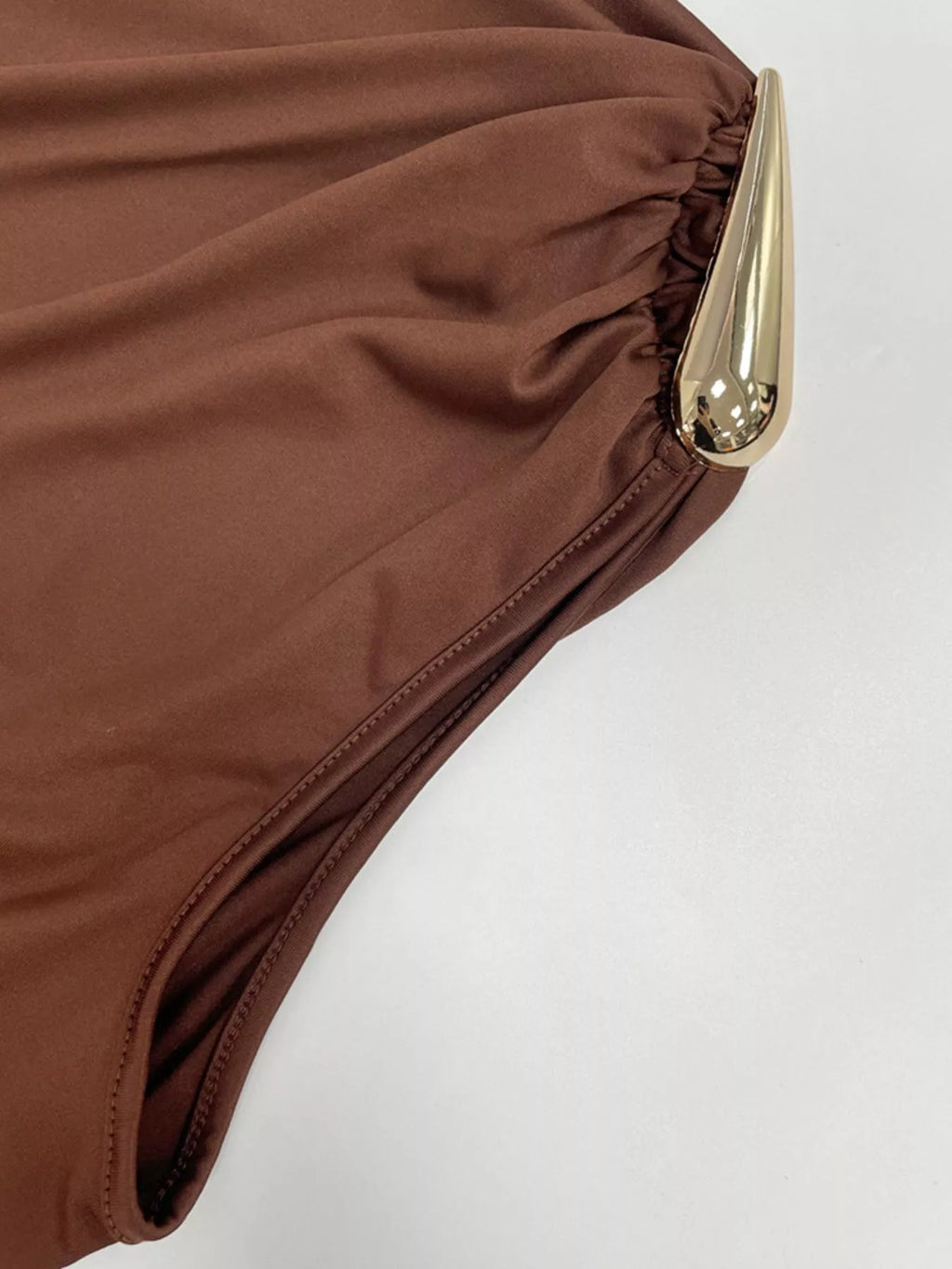 Draped Sleeveless Maxi Dress with Gold-Tone Accents