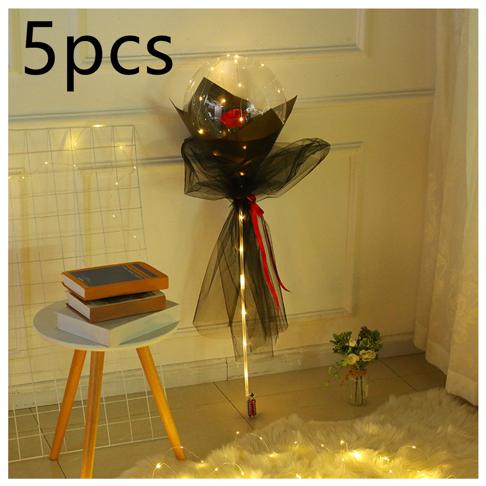 LED Luminous Balloon Rose Bouquet | Transparent Bobo Ball | Light-Up Flower Gift — Prime Trend Market