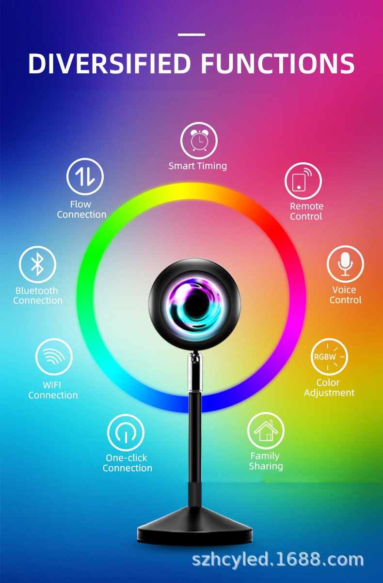 Smart Sunset Projection Lamp — RGB Voice Control with 16 Colors — Prime Trend Market