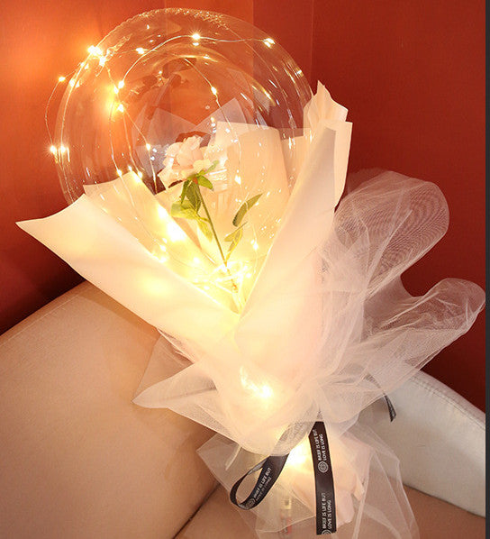 LED Luminous Balloon Rose Bouquet | Transparent Bobo Ball | Light-Up Flower Gift — Prime Trend Market