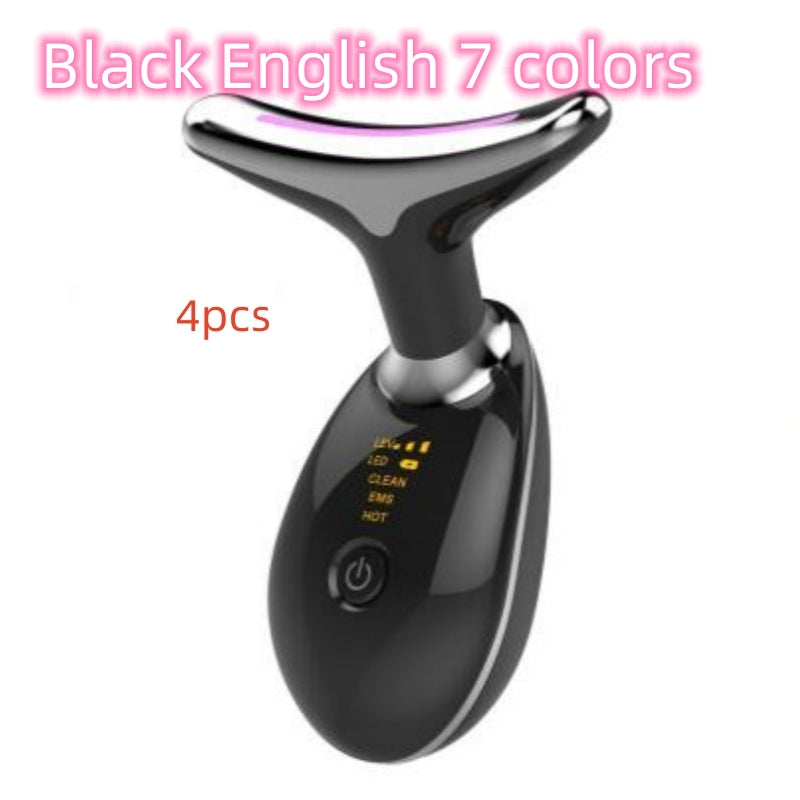 Luxury 7-Color LED EMS Face & Neck Beauty Massager — Negative Ion, Infrared, Ultrasonic Skin Rejuvenation — Eliza & Tuan