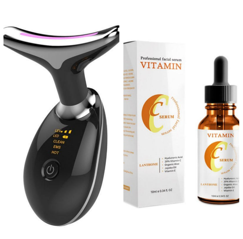 EMS Thermal Neck & Face Lifting Massager | LED Photon Microcurrent Wrinkle Remover — Prime Trend Market