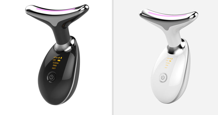Luxury 7-Color LED EMS Face & Neck Beauty Massager — Negative Ion, Infrared, Ultrasonic Skin Rejuvenation — Eliza & Tuan