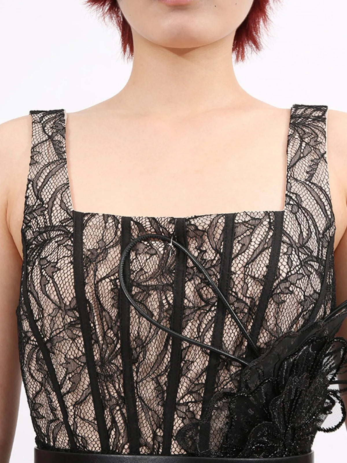 Lace Square-Neck Midi Dress