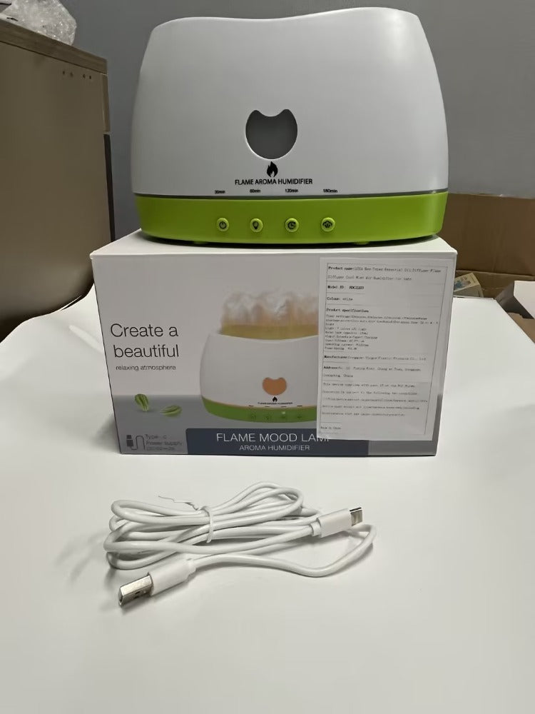 Flame Effect Essential Oil Diffuser & Cold Mist Humidifier — 120ml | Aromatherapy Air Purifier | Home, Spa & Nursery — Prime Trend Market