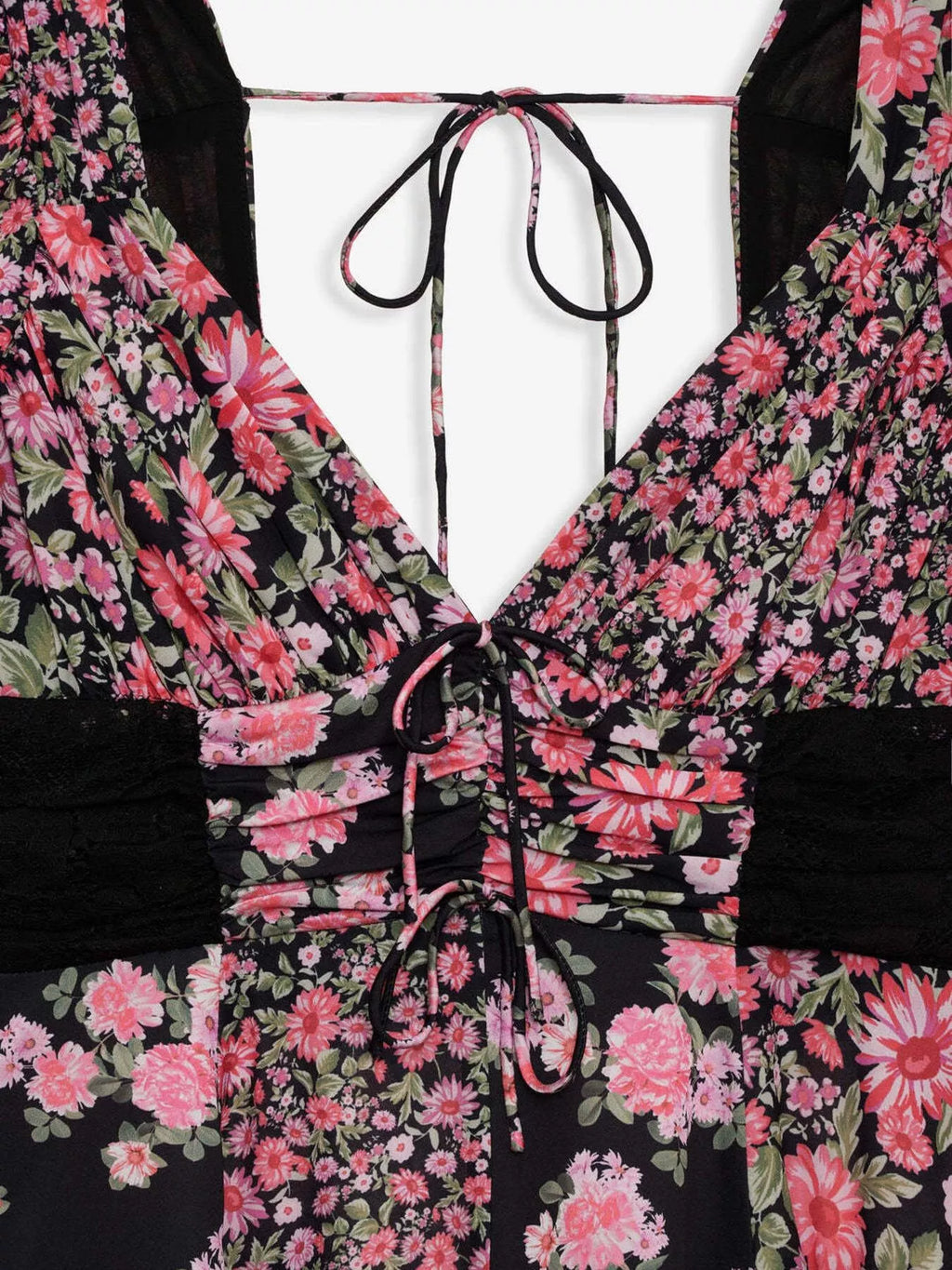 Ruffled Floral-Print Half-Sleeve Dress